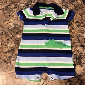 Child of Mine by Carters Striped Alligator Romper